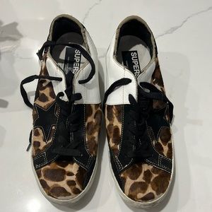 Golden Goose superstars distressed leopard print sneakers size 41 men 8.5 US